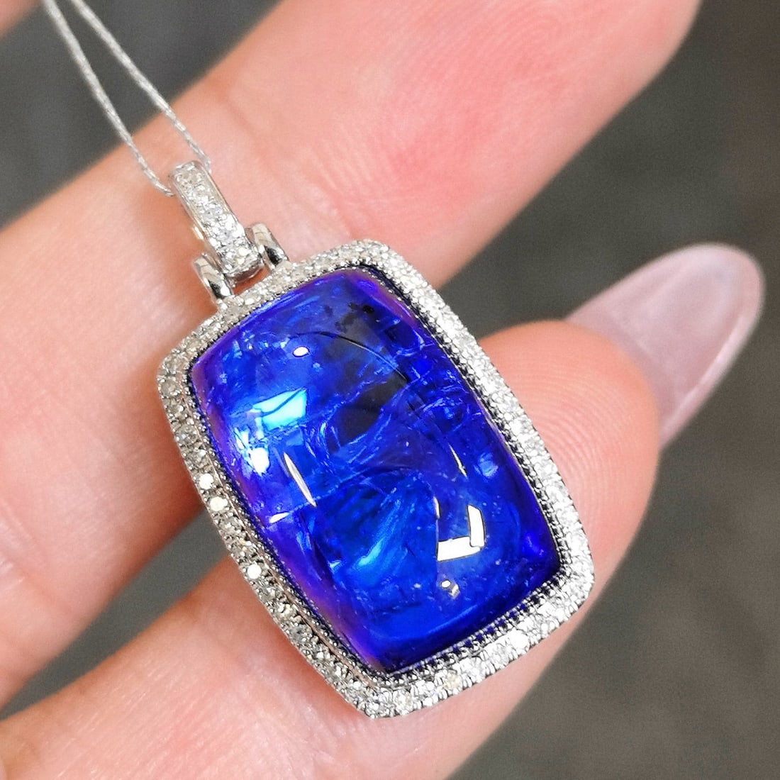 14k Gold 14.00 Ctw Natural Tanzanite & Diamond Pendant( Without Chain ) - 5