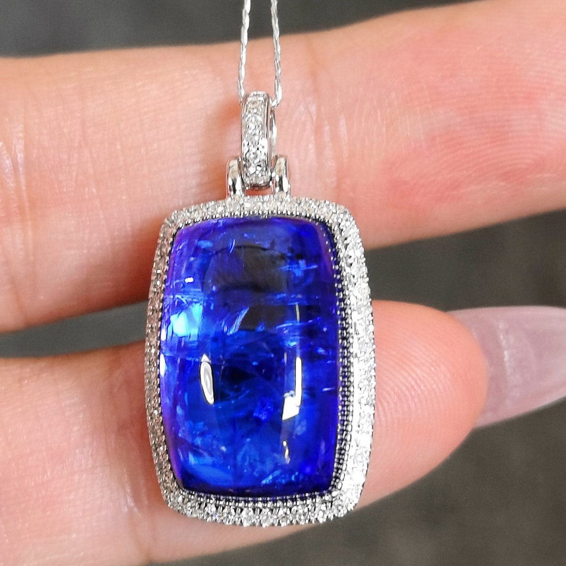 14k Gold 14.00 Ctw Natural Tanzanite & Diamond Pendant( Without Chain ) - 6