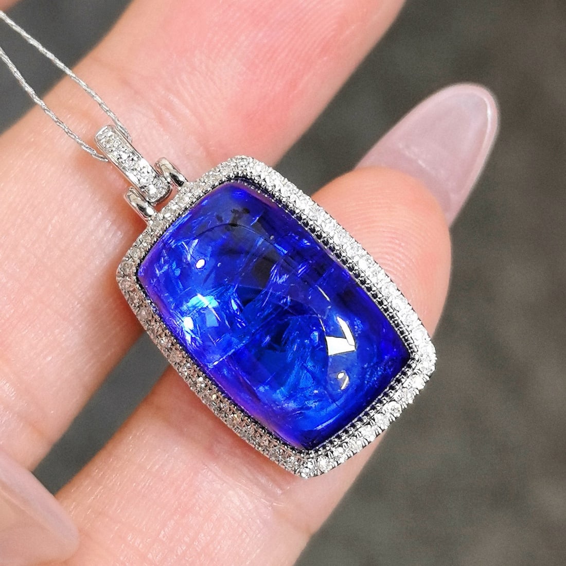 14k Gold 14.00 Ctw Natural Tanzanite & Diamond Pendant( Without Chain ) - 7