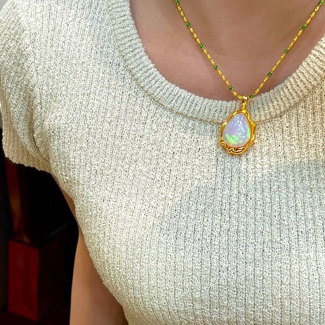 14k Gold 20.8 Ct Natural Opal Pendant( Without Chain ) - 6