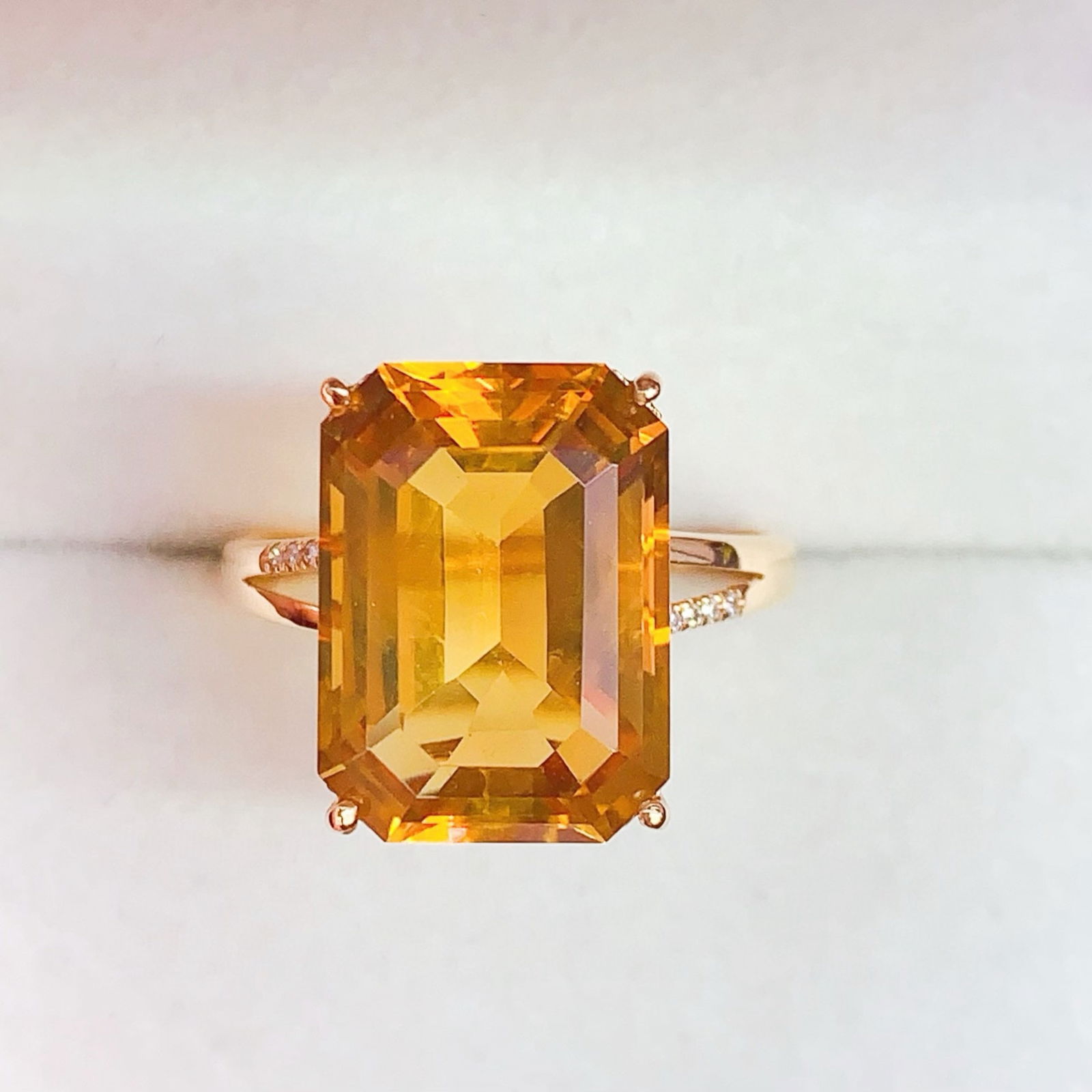 14k Gold 6.78 Ctw Natural Citrine & Diamond Ring (1 of 8)