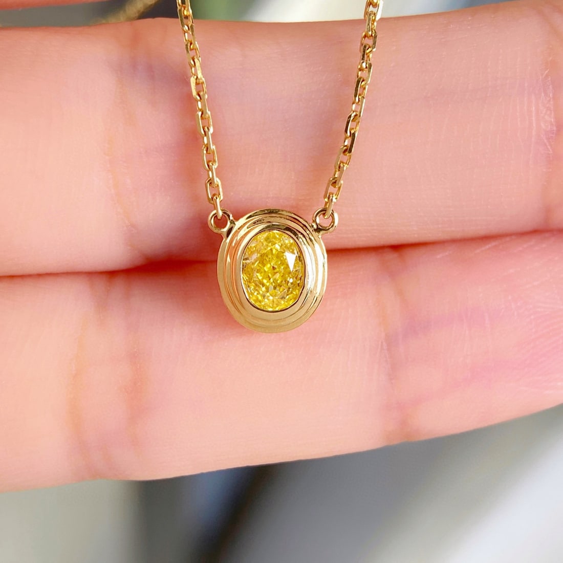 14k Gold 0.42 Ct Natural Yellow Diamond Necklace (1 of 4)