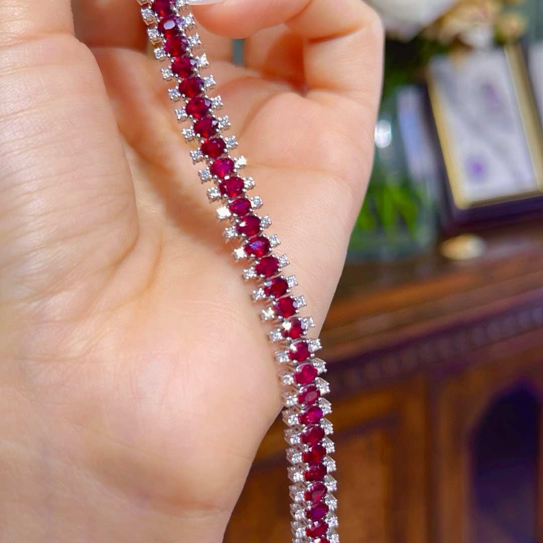 14k Gold 11.95 Ctw Natural Ruby & Diamond Bracelet (1 of 6)