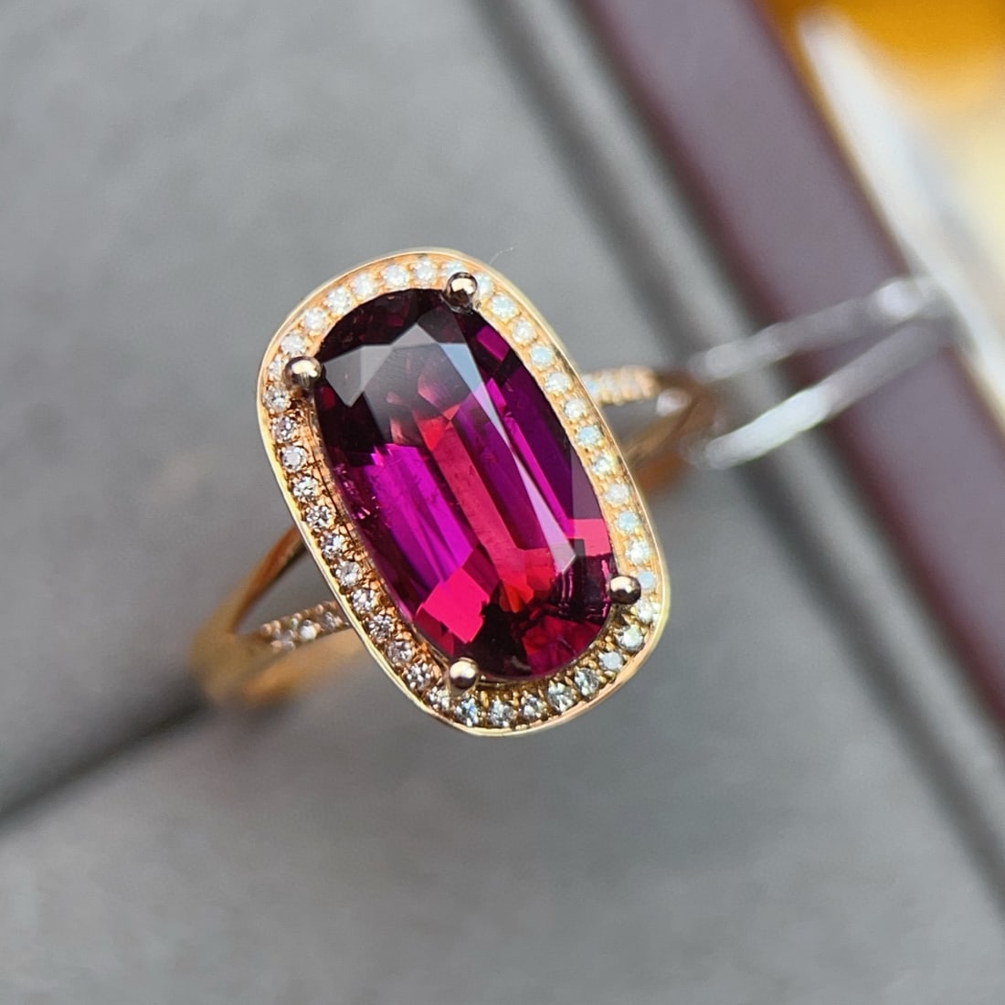 14k Gold 3.09 Ctw Natural Tourmaline & Diamond Ring (1 of 7)