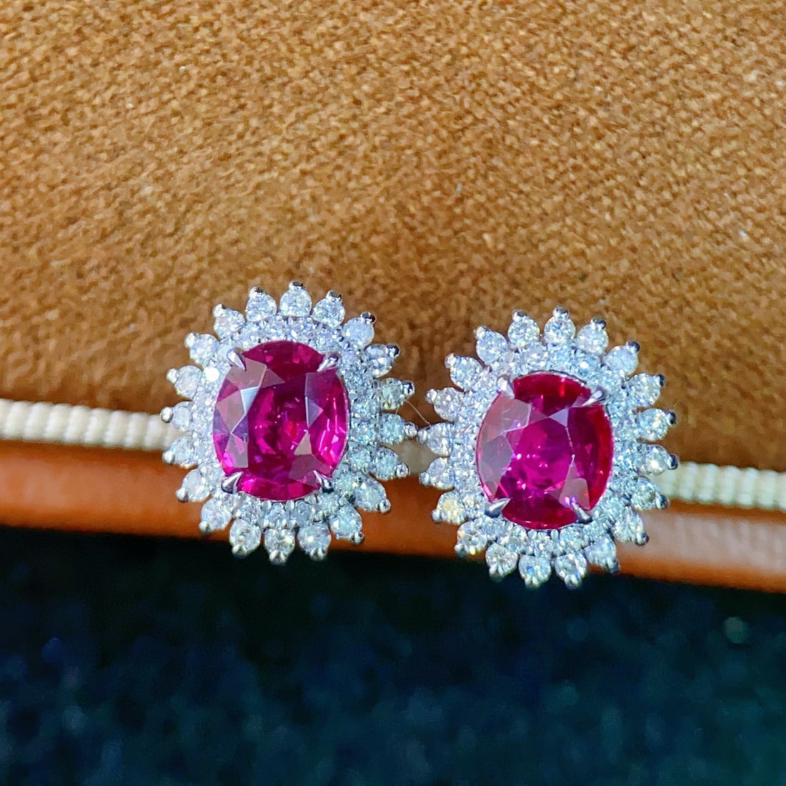 14k Gold 2.06 Ctw Natural Ruby & Diamond Earrings (1 of 7)