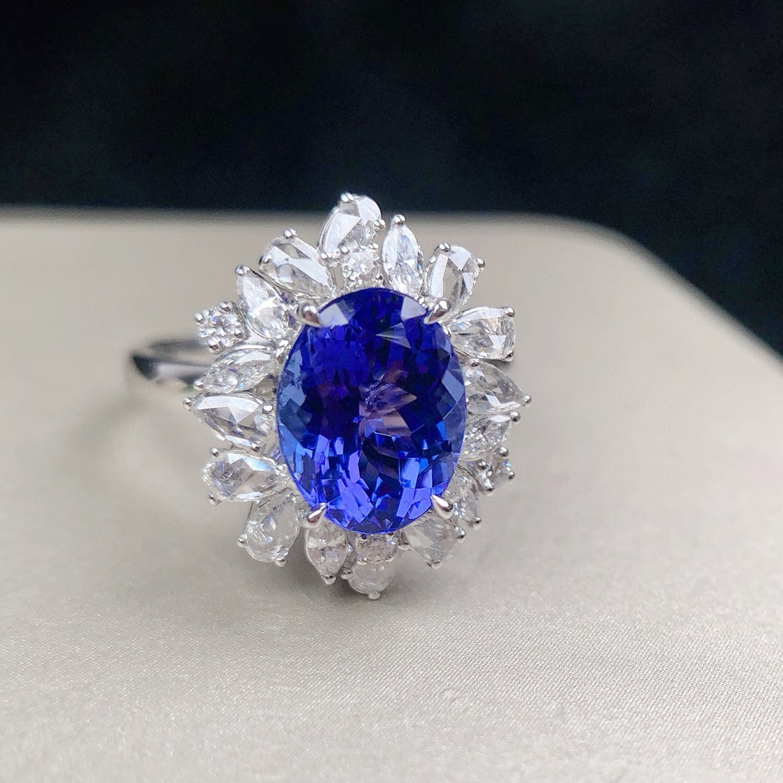 14k Gold 3.46 Ctw Natural Tanzanite & Diamond Ring/pendant( Without Chain ) - 2