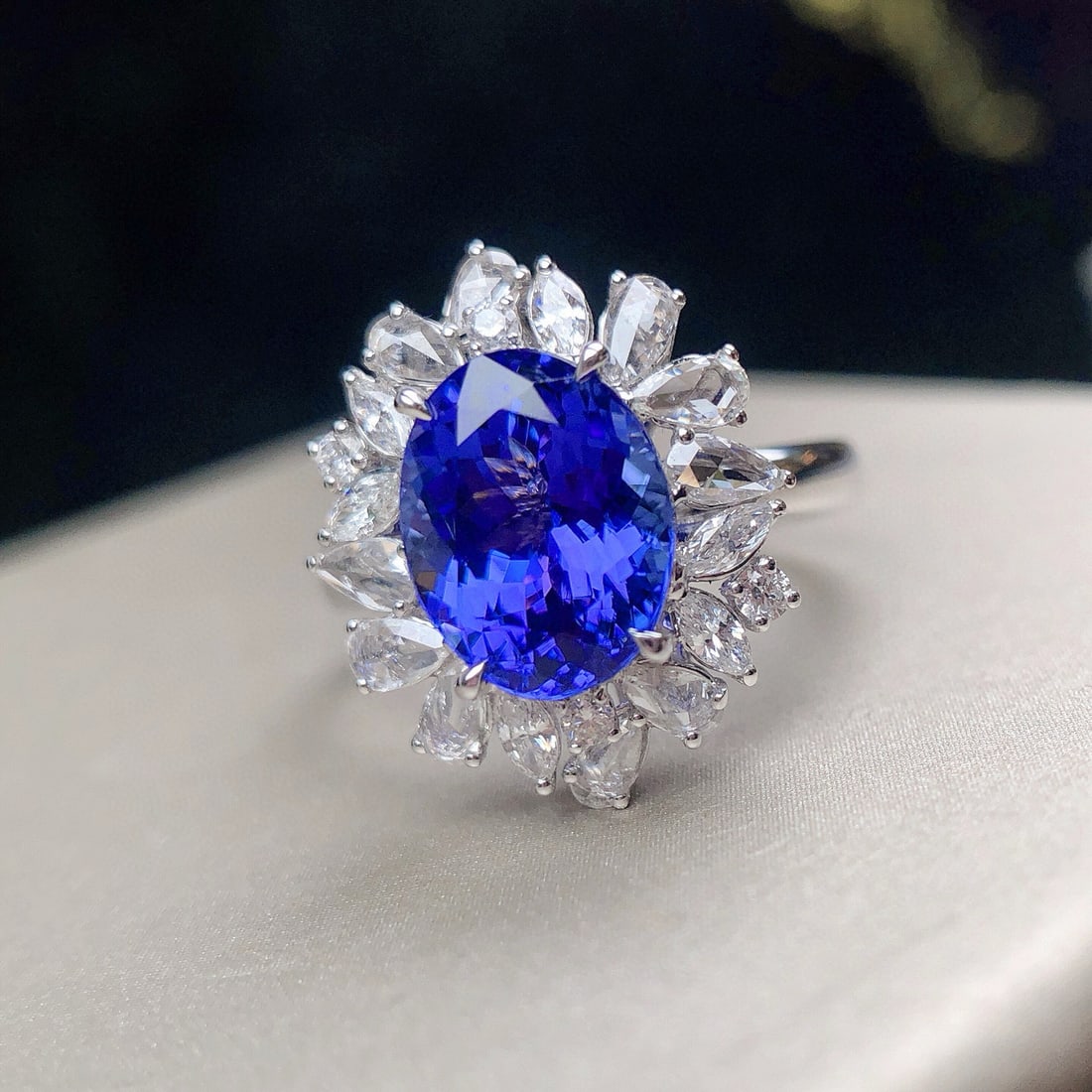 14k Gold 3.46 Ctw Natural Tanzanite & Diamond Ring/pendant( Without Chain ) - 4