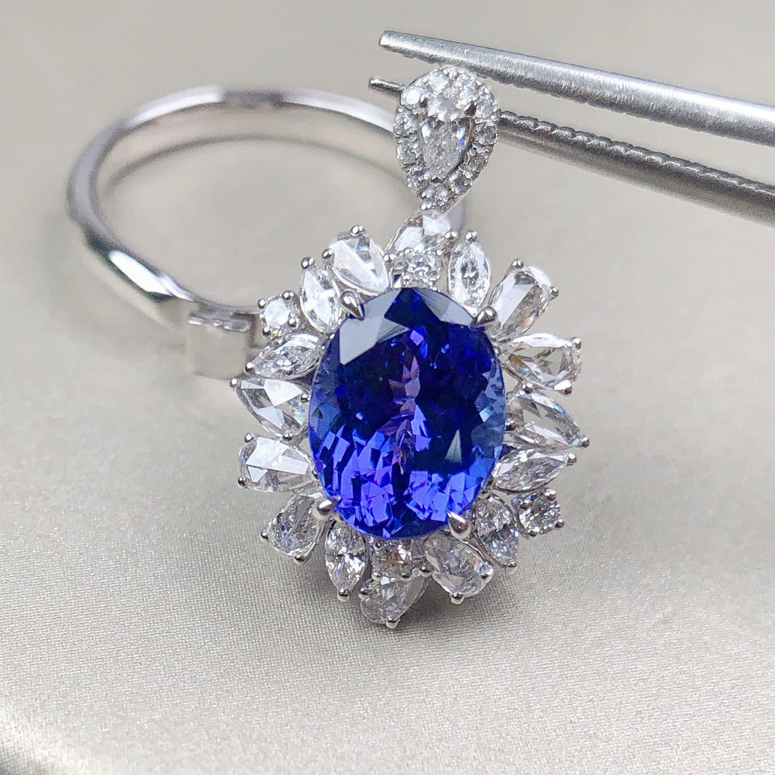 14k Gold 3.46 Ctw Natural Tanzanite & Diamond Ring/pendant( Without Chain ) - 5