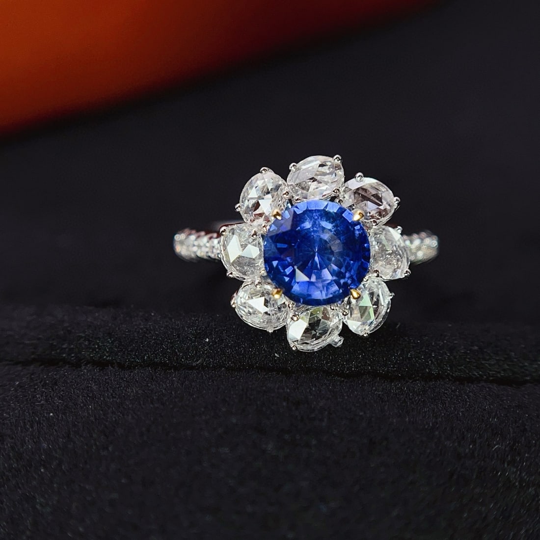 14k Gold 2.58 Ctw Natural Sapphire & Diamond Ring: Ref:231086292 // gold content:14k gold // ring size:7. 25us // // main gemstone:sapphire // shape:round // carat weight:1. 60ct // color:royal blue // treatment:natural // cut grade:g // //