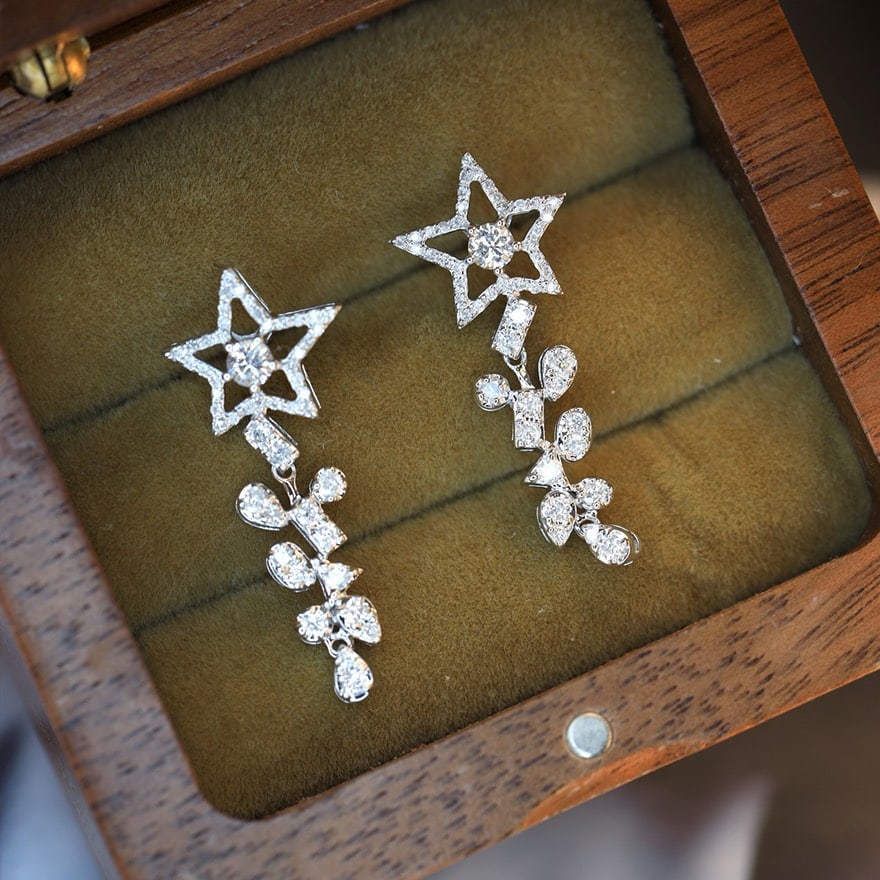 14k Gold 0.8 Ct Natural H Diamond Earrings - 2