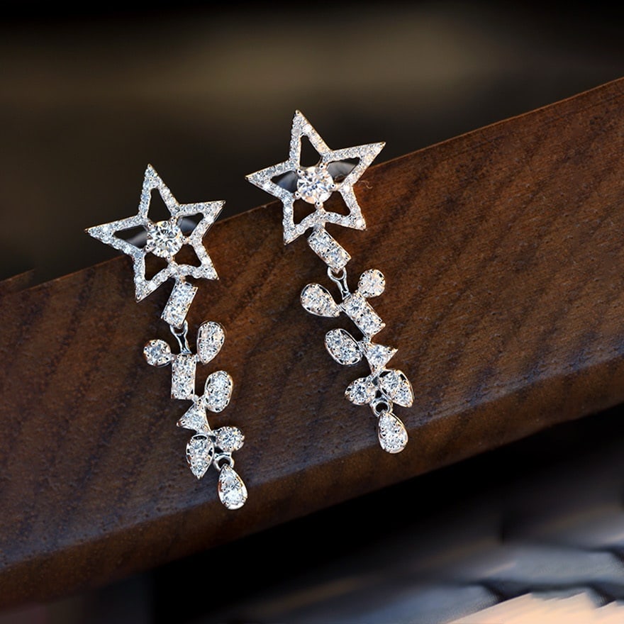 14k Gold 0.8 Ct Natural H Diamond Earrings - 4