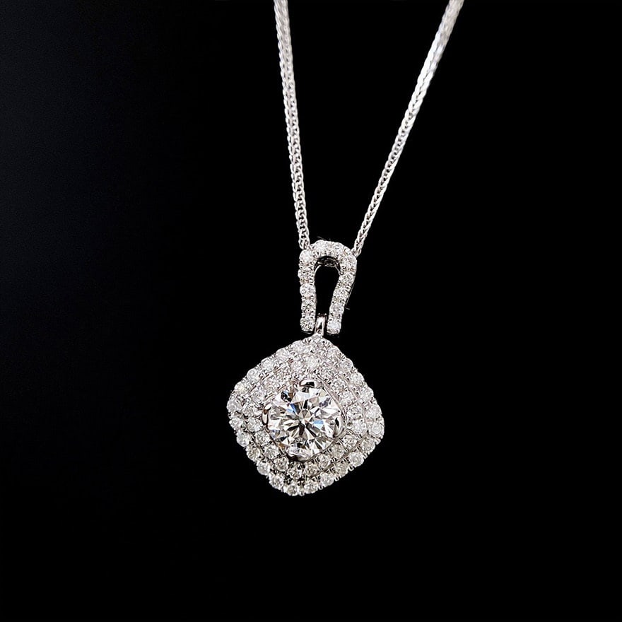 Gia Certified 14k Gold 0.3 Ct Natural F Si2 3ex Round Diamond Necklace - 2