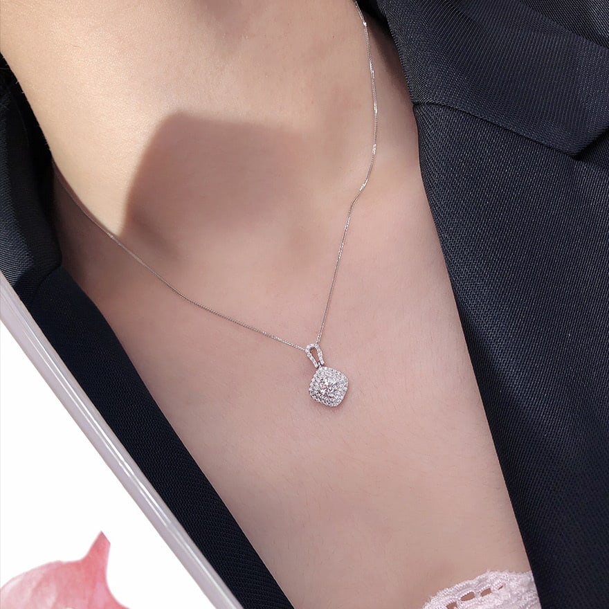 Gia Certified 14k Gold 0.3 Ct Natural F Si2 3ex Round Diamond Necklace - 3