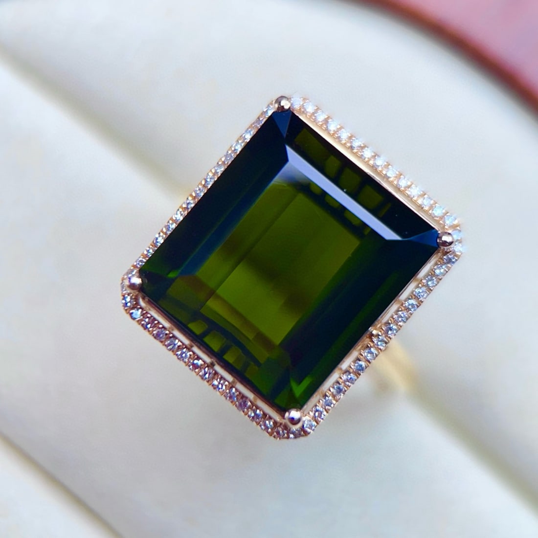 14k Gold 13.08 Ctw Natural Tourmaline & Diamond Ring - 3