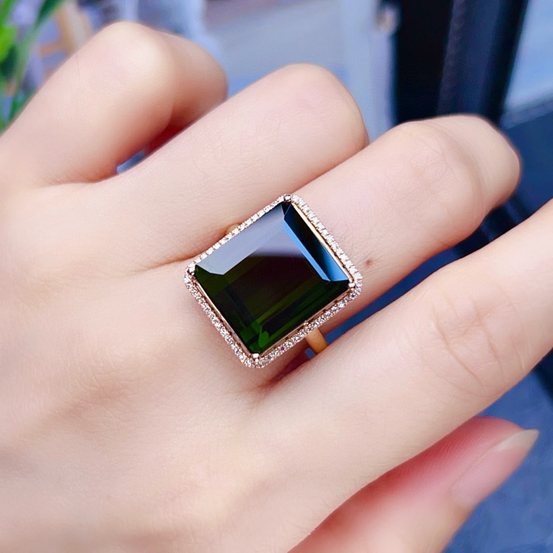 14k Gold 13.08 Ctw Natural Tourmaline & Diamond Ring - 6