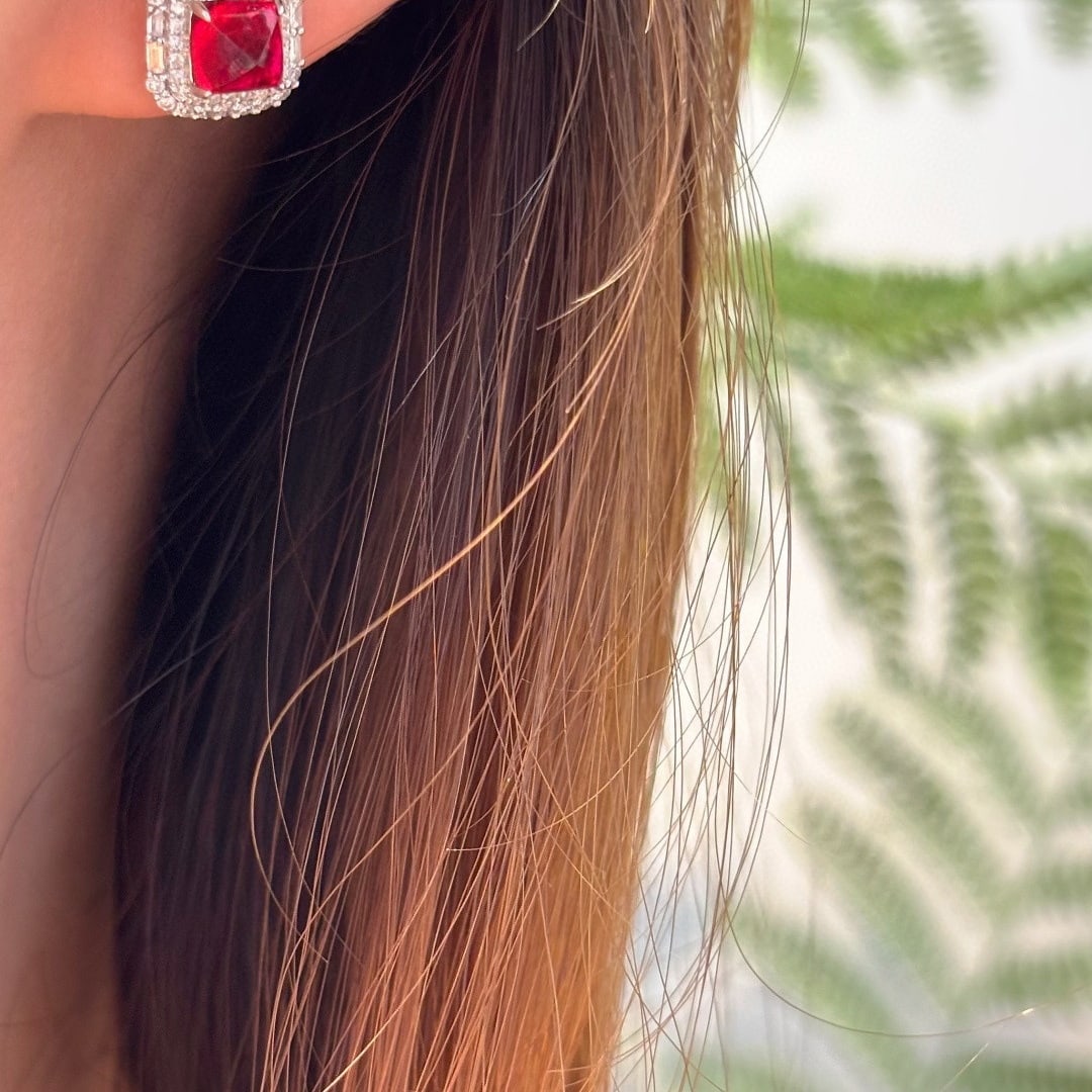 14k Gold 3 Ct Natural Spinel & Diamond Earrings - 2