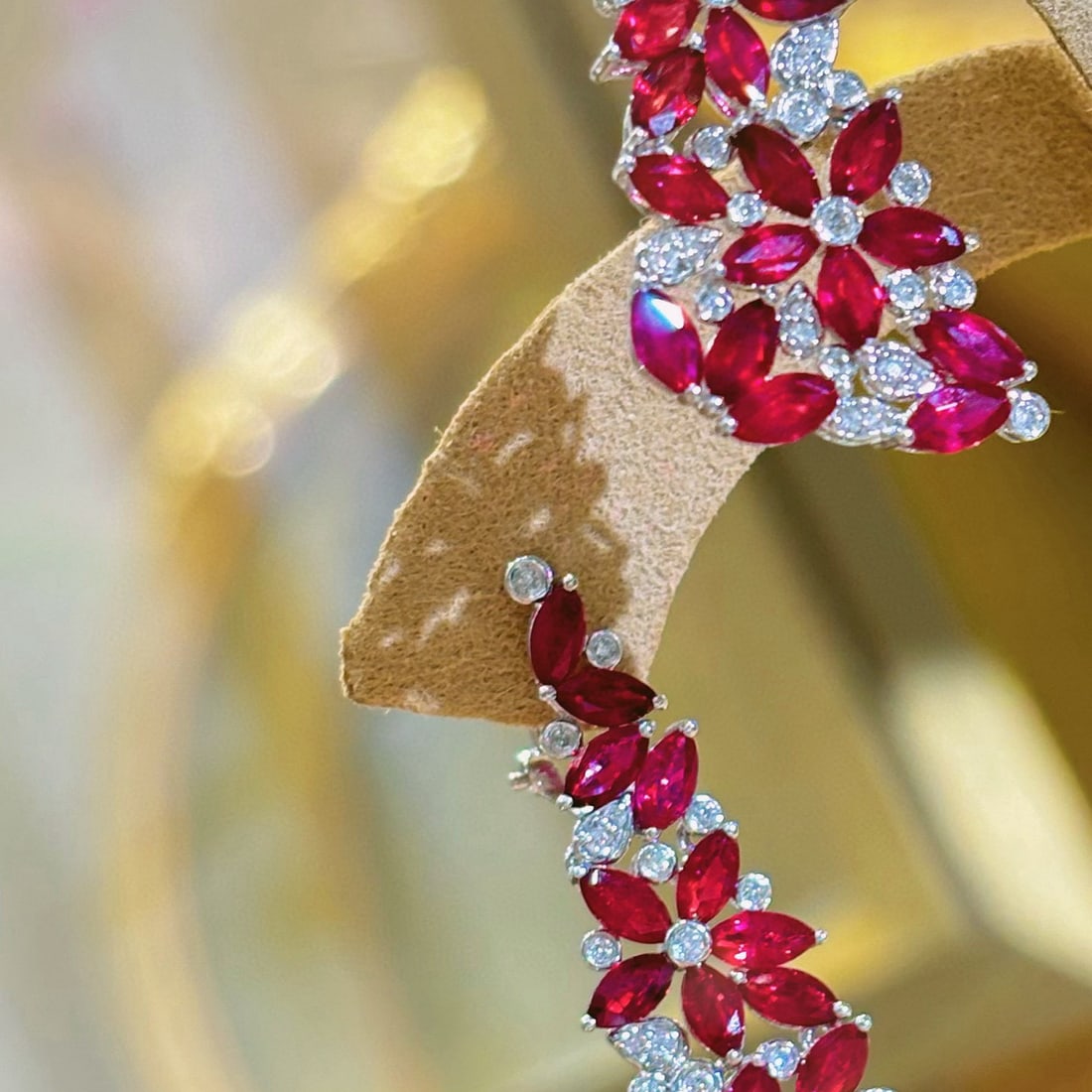 14k Gold 8.1 Ct Natural Ruby & Diamond Earrings - 2