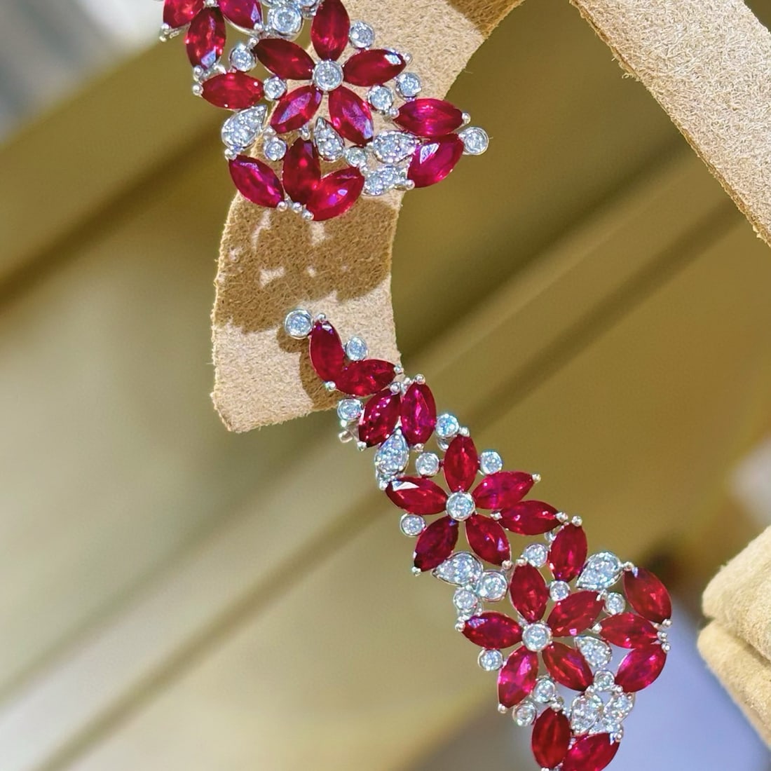 14k Gold 8.1 Ct Natural Ruby & Diamond Earrings - 3