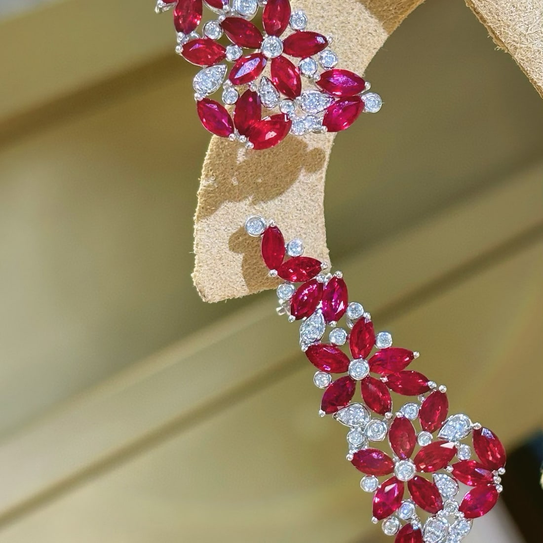 14k Gold 8.1 Ct Natural Ruby & Diamond Earrings - 6