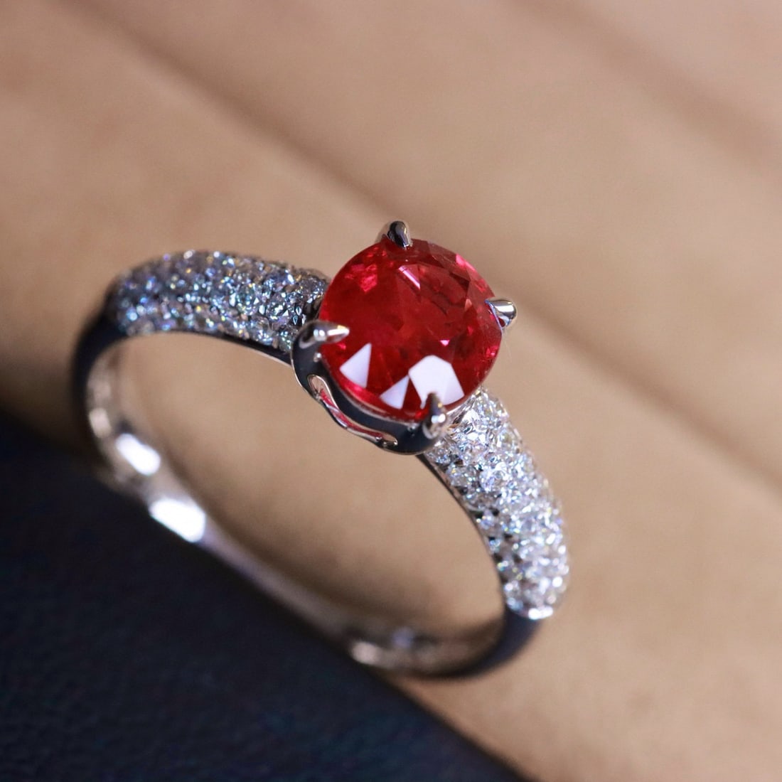 14k Gold 1.36 Ctw Vivid Red Natural Ruby & Diamond Ring - 3