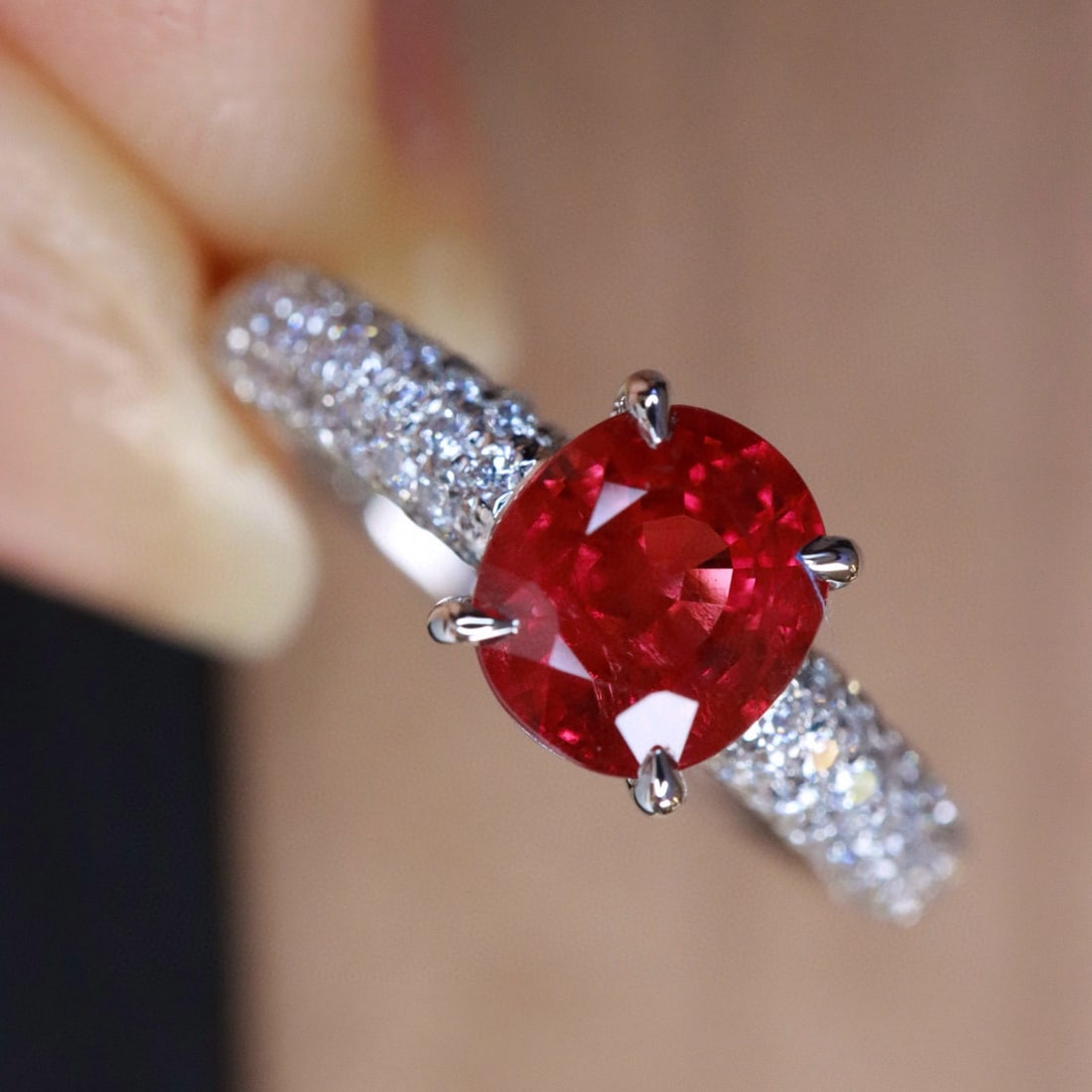 14k Gold 1.36 Ctw Vivid Red Natural Ruby & Diamond Ring - 5