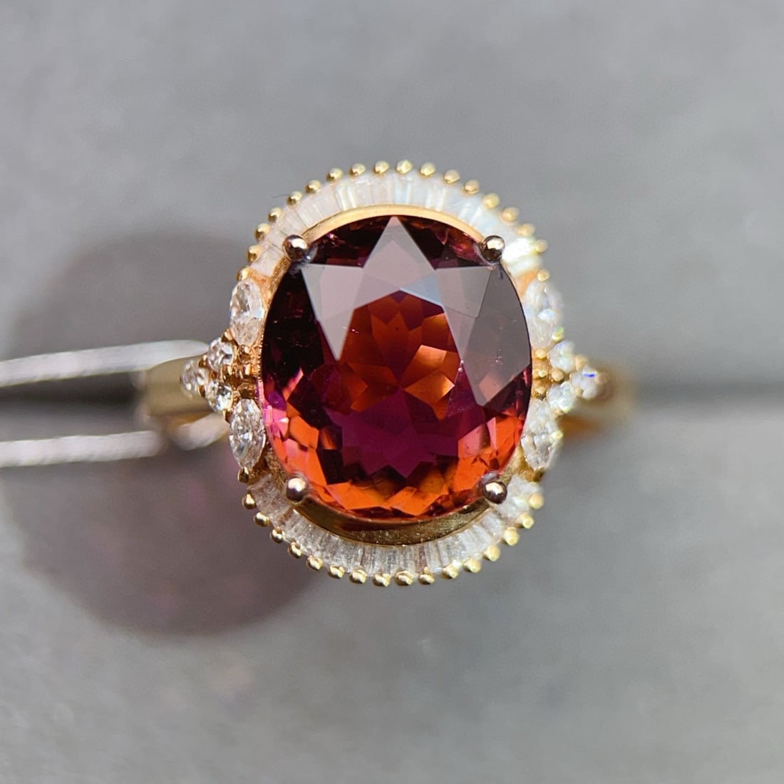 14k Gold 4.59 Ctw Natural Tourmaline & Diamond Ring (1 of 7)