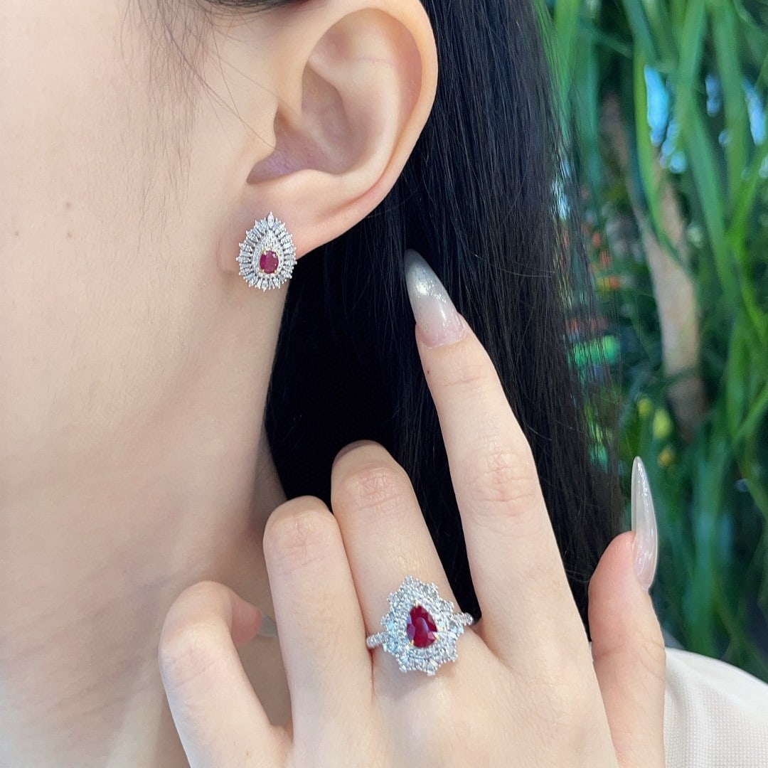 14k Gold 1.05 Ct Natural Ruby & Diamond Ring - 7