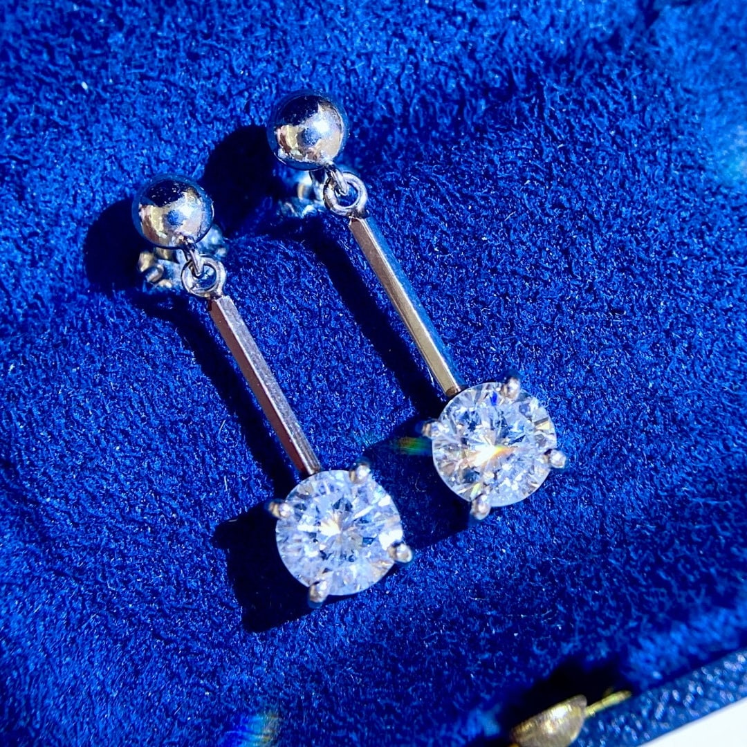14k Gold 1.83 Ct Natural H Diamond Earrings (1 of 7)