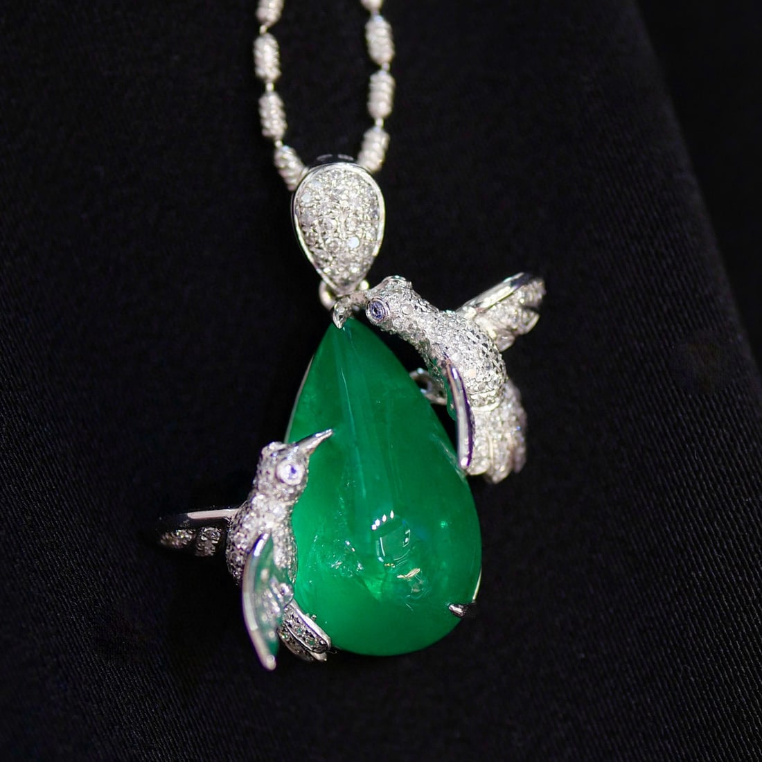 14k Gold 6.73 Ctw Vivid Green Natural Emerald & Diamond Pendant( Without Chain ) (1 of 5)