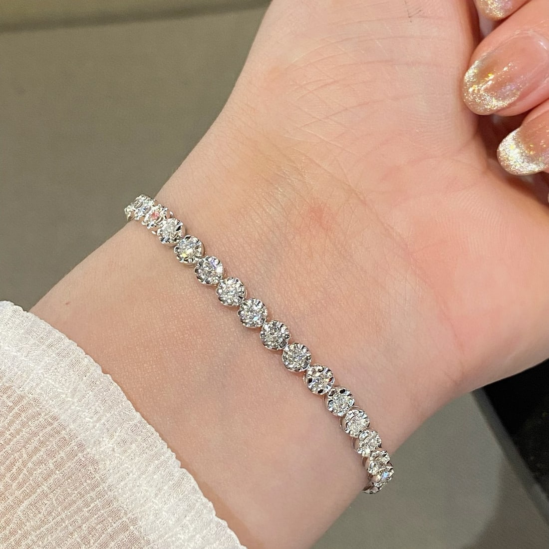 14k Gold 4 Ct Natural H Diamond Bracelet - 5