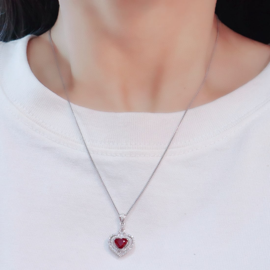 14k Gold 1.56 Ctw Natural Ruby & Diamond Pendant( Without Chain ) - 5