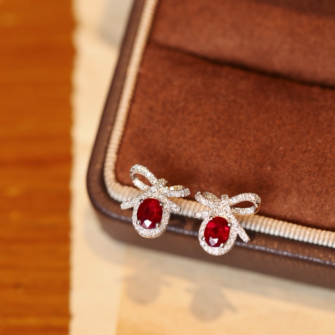 14k Gold 1.02 Ct Natural Ruby & Diamond Earrings (1 of 8)