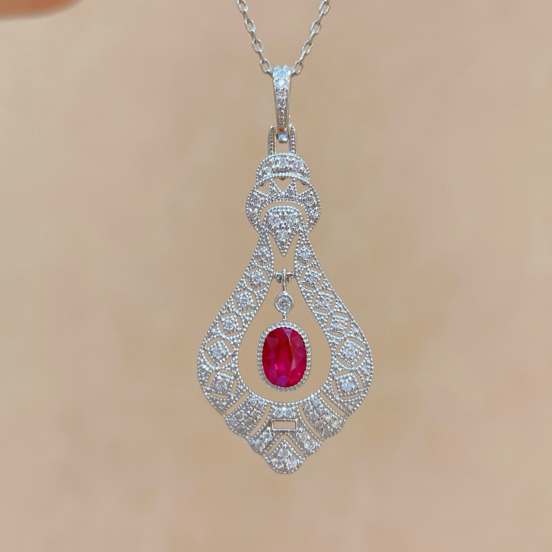 14k Gold 1.51 Ctw Natural Ruby & Diamond Pendant( Without Chain ) (1 of 7)
