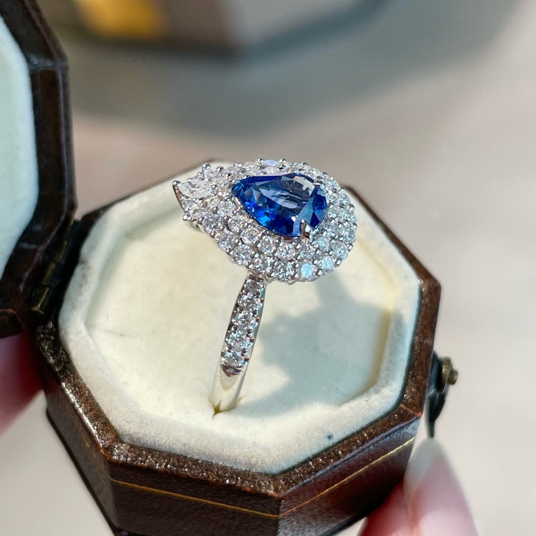 14k Gold 1.00 Ct Natural Sapphire & Diamond Ring - 2