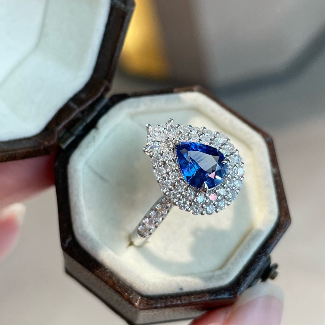 14k Gold 1.00 Ct Natural Sapphire & Diamond Ring - 3