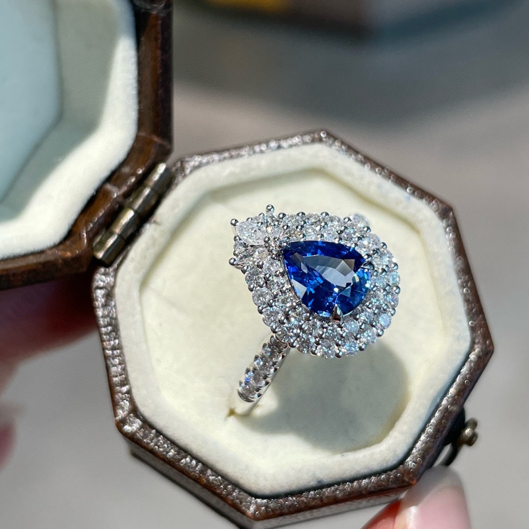 14k Gold 1.00 Ct Natural Sapphire & Diamond Ring - 4