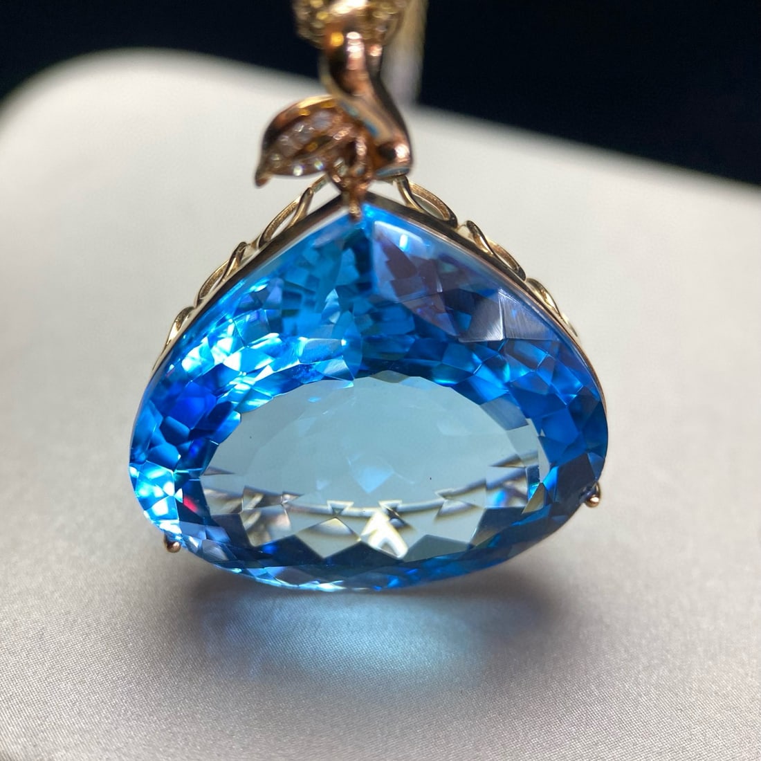 14k Gold 46.95 Ct Natural Topaz & Diamond Pendant( Without Chain ) - 4