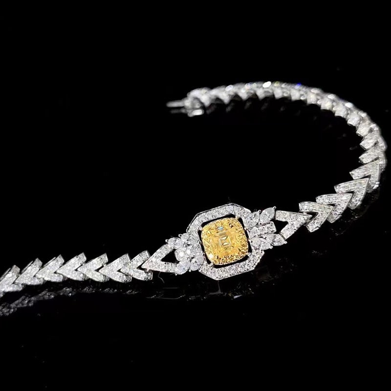 14k Gold 2.13 Ctw Natural Yellow Diamond & Diamond Bracelet - 3