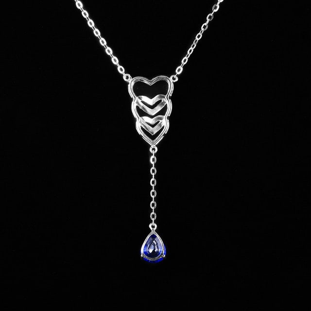 14k Gold 1.13 Ctw Natural Sapphire & Diamond Necklace - 4