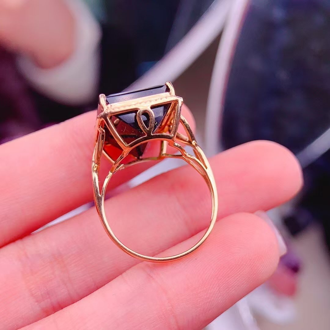 14k Gold 14 Ct Natural Tourmaline & Diamond Ring - 4