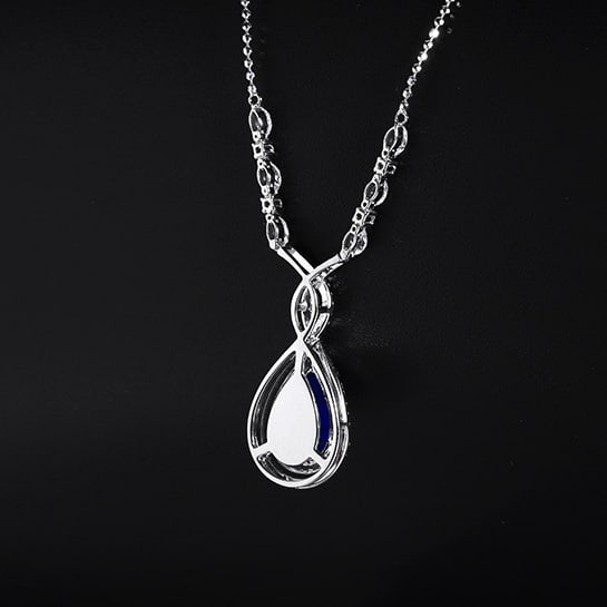 14k Gold 2.10 Ctw Natural Sapphire & Diamond Necklace - 4