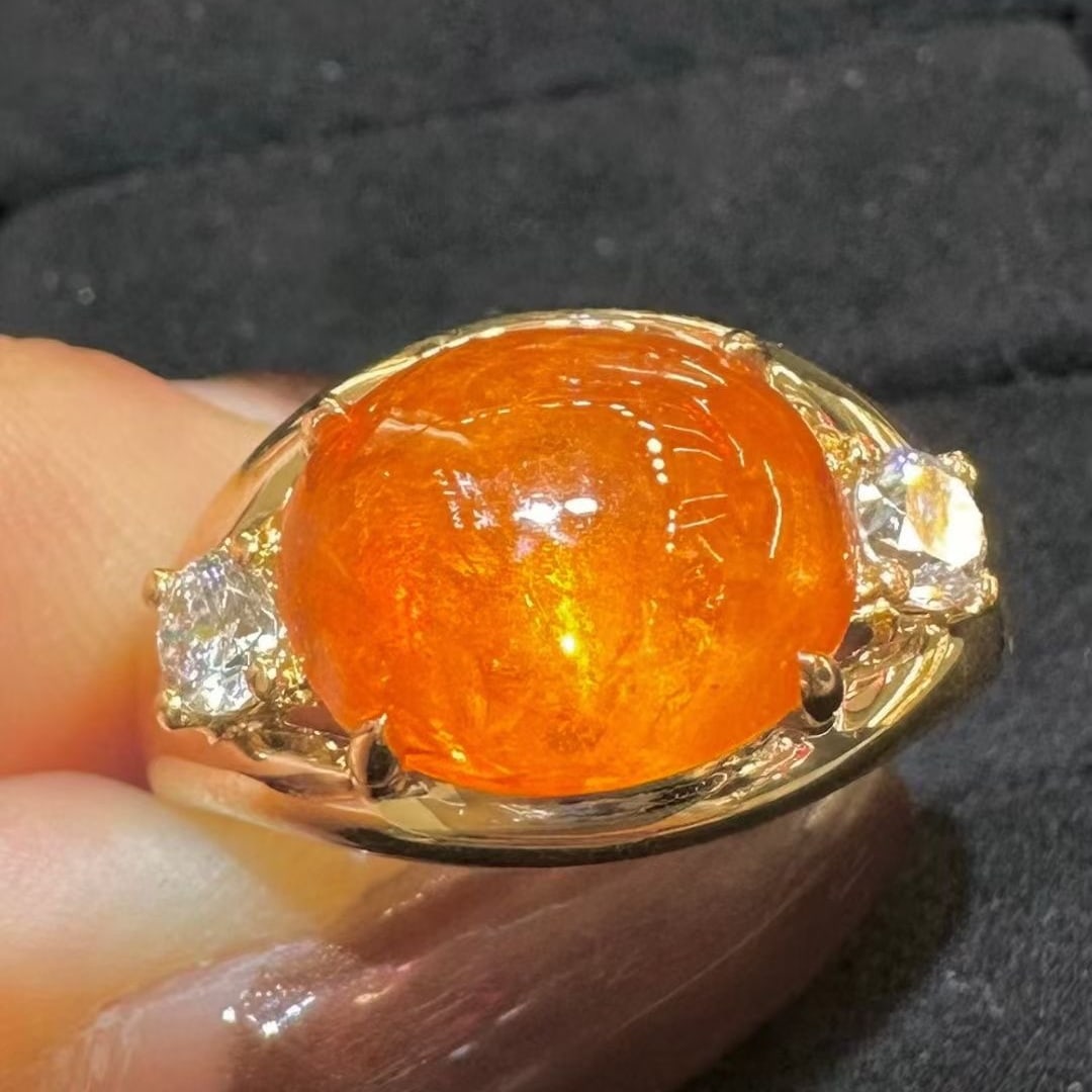 14k Gold 8.16 Ctw Natural Spessartine & Diamond Ring - 2