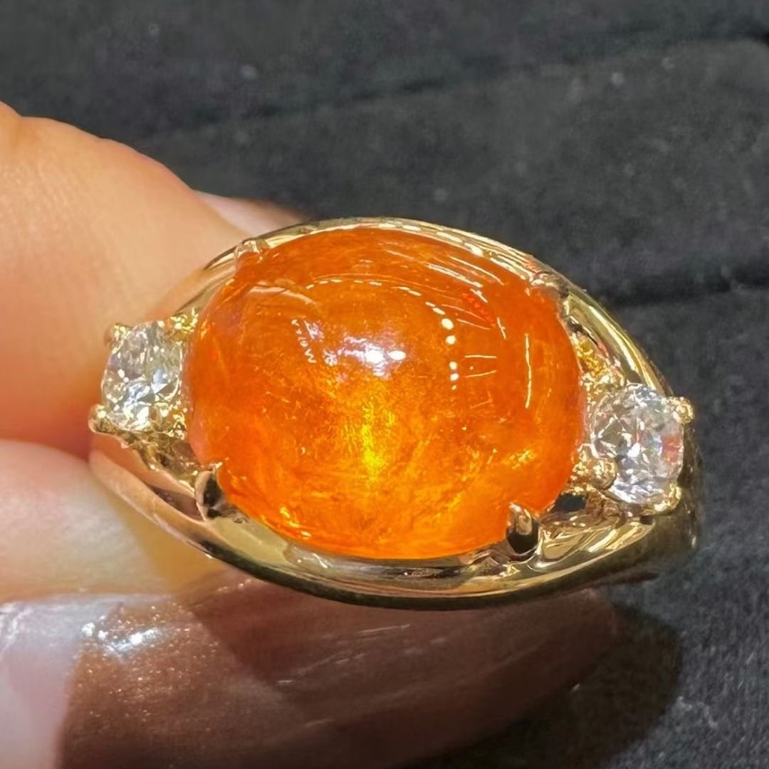 14k Gold 8.16 Ctw Natural Spessartine & Diamond Ring - 3