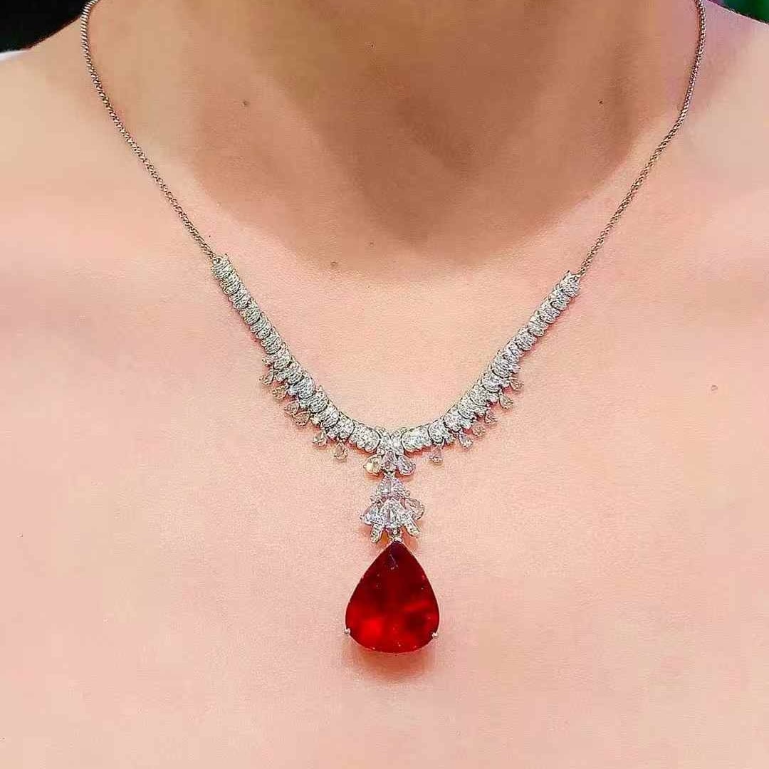 14k Gold 10.8 Ct Natural Tourmaline & Diamond Necklace - 4