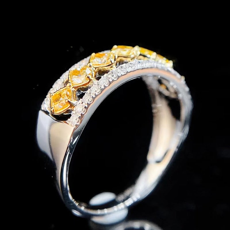 14k Gold 1.05 Ctw Natural Yellow Diamond & Diamond Ring - 2