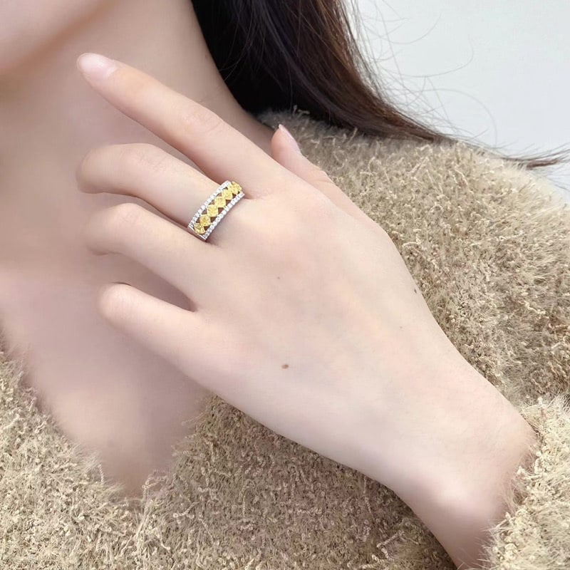 14k Gold 1.05 Ctw Natural Yellow Diamond & Diamond Ring - 3