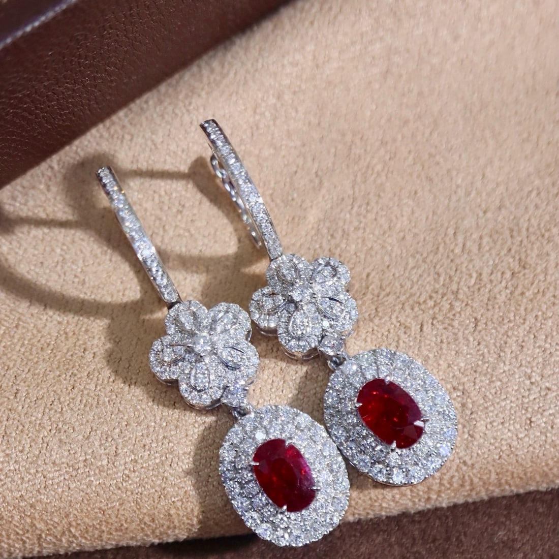 14k Gold 2.19 Ctw Natural Ruby & Diamond Earrings - 6
