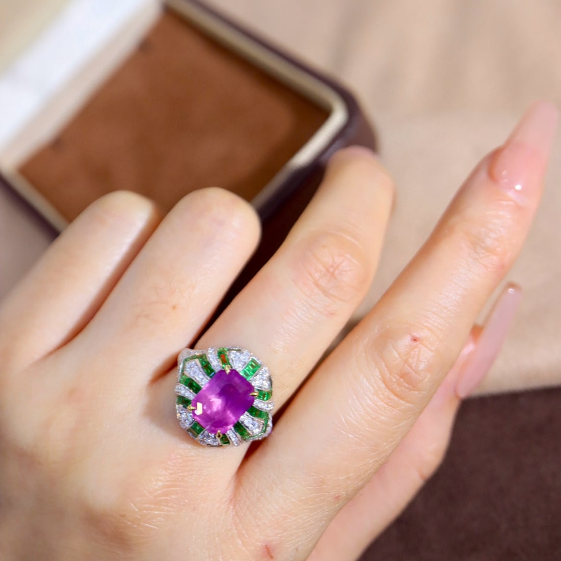 14k Gold 6.58 Ctw Natural Sapphire & Diamond Ring - 4