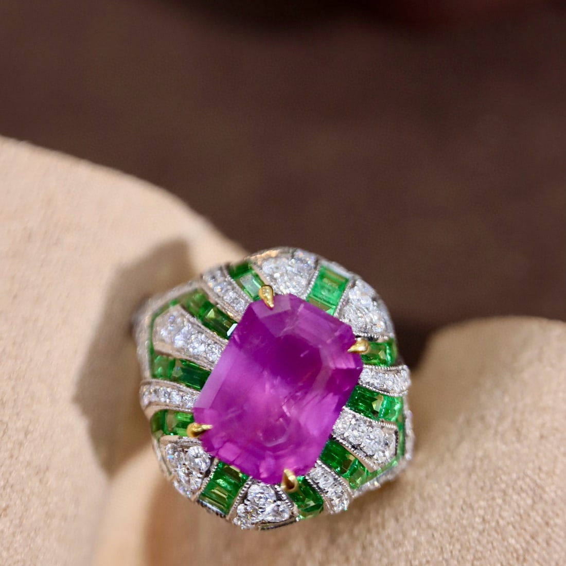 14k Gold 6.58 Ctw Natural Sapphire & Diamond Ring - 5