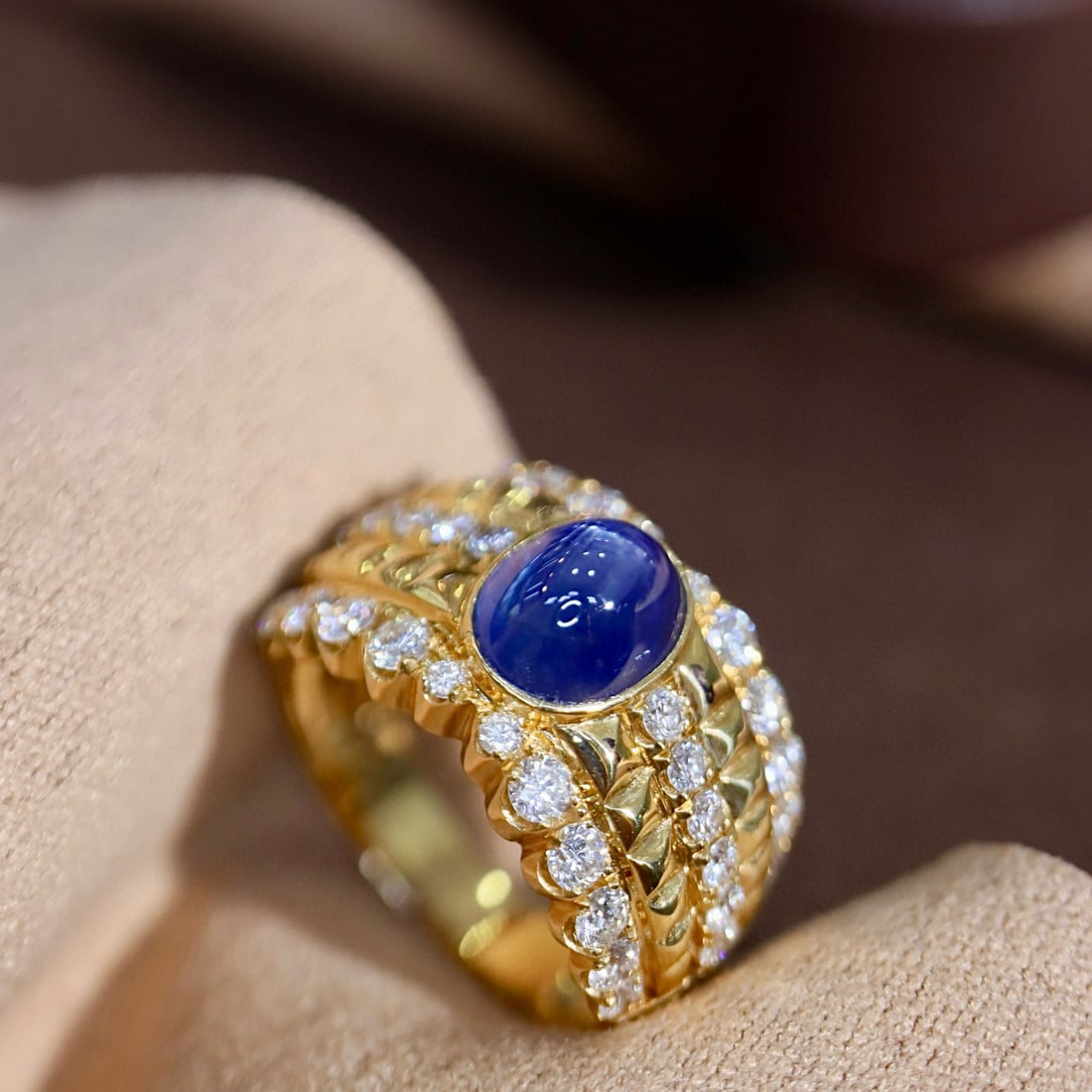 14k Gold 3.31 Ctw Natural Star Sapphire & Diamond Ring - 6